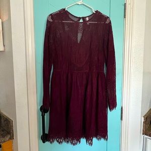 Burgundy Xhilaration Lace Dress-Size L